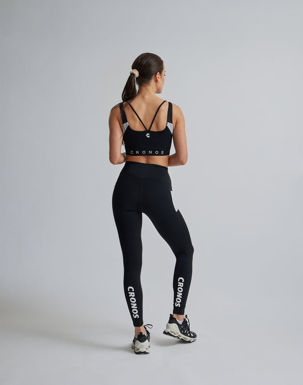 CRONOS WOMEN SPORTS MESH BRA【BLACK×WHITE】