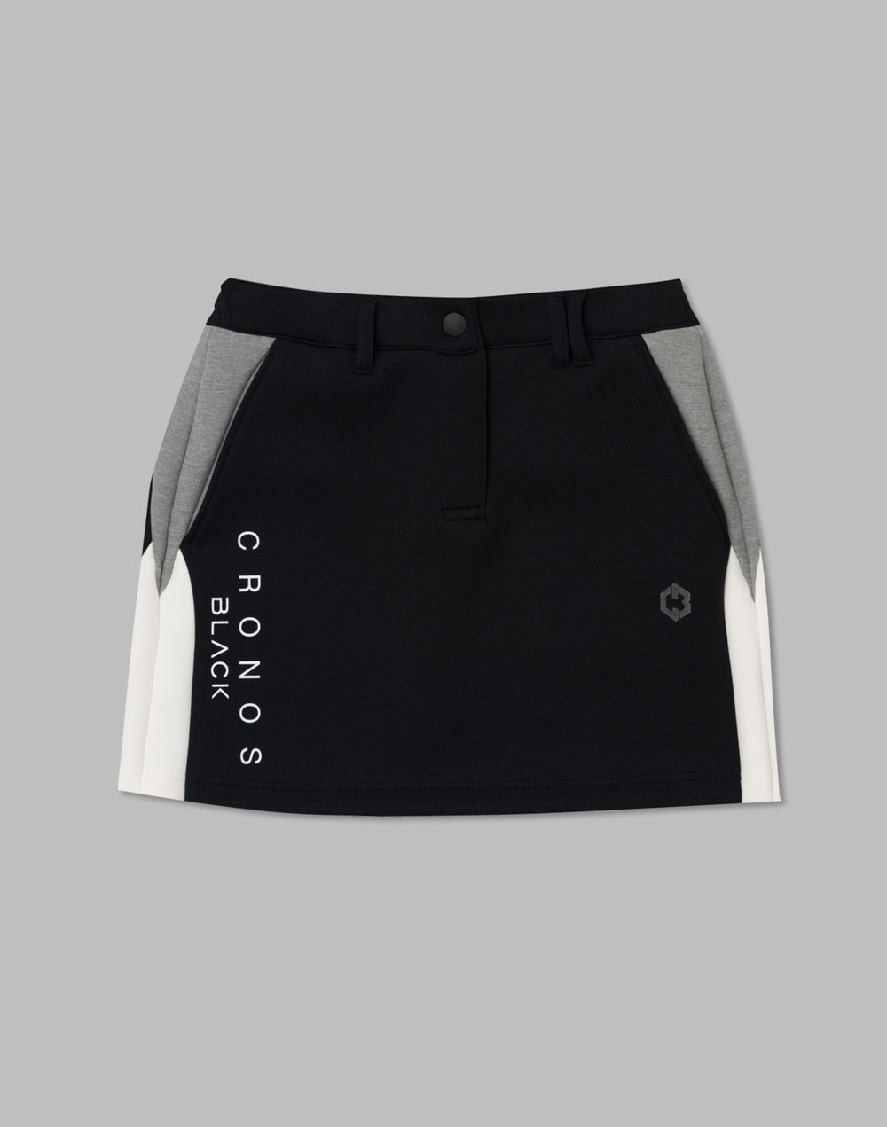 CRONOS BLACK COLOR-BLOCK DESIGN SKIRT [BLACK]