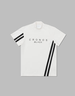 CRONOS BLACK MOCK NECK LINE SHORT SLEEVE SHIRT [WHITE]