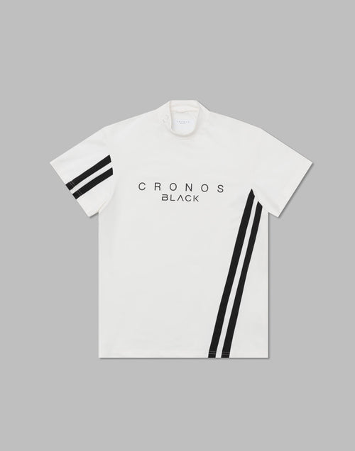 CRONOS 黑色立領短袖襯衫 [白色]