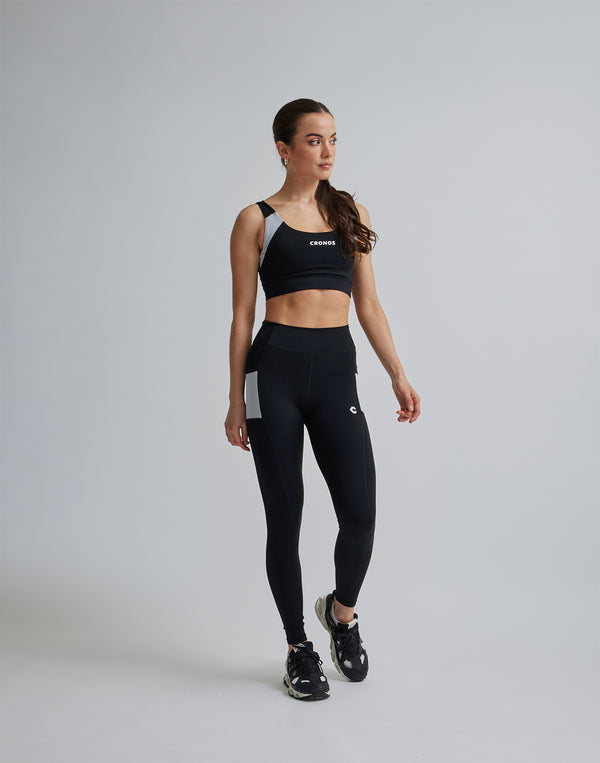 CRONOS WOMEN SPORTS MESH BRA【BLACK×WHITE】