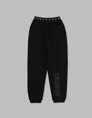 CRONOS WOMEN COLLEGE LOGO PANTS【BLACK×BLACK】