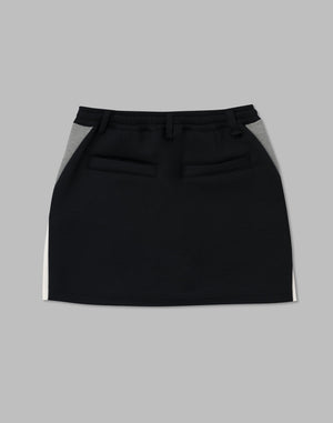 CRONOS BLACK COLOR-BLOCK DESIGN SKIRT【BLACK】