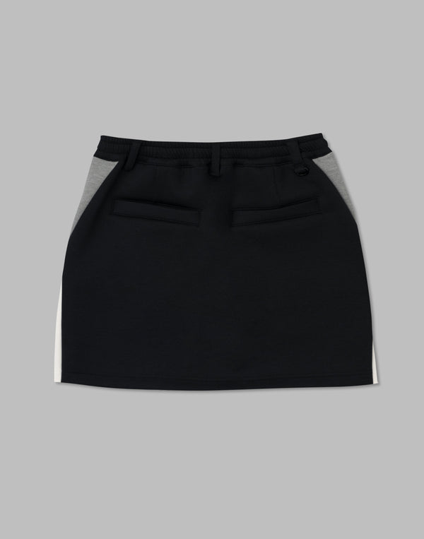 CRONOS BLACK COLOR-BLOCK DESIGN SKIRT【BLACK】