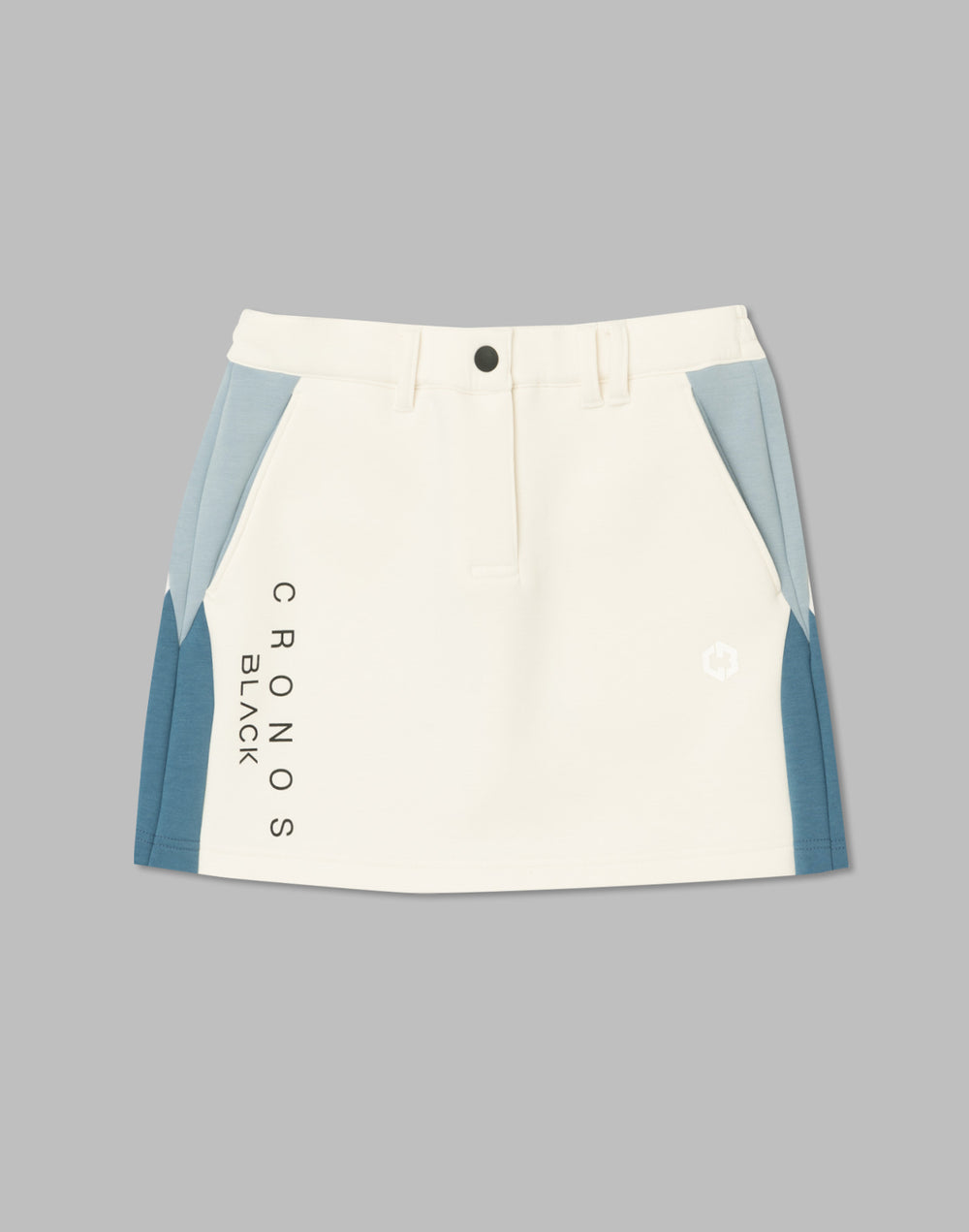 CRONOS BLACK COLOR-BLOCK DESIGN SKIRT [WHITE]