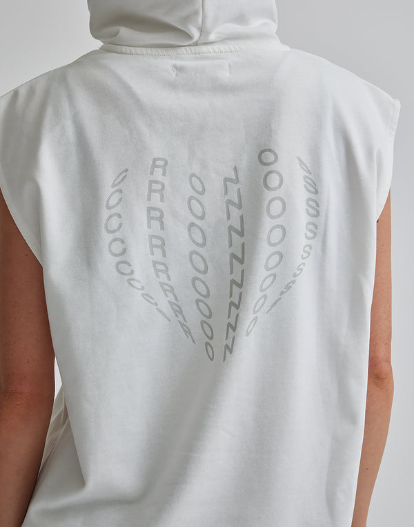 CRONOS WOMEN SLEEVELESS HOODIE【WHITE】