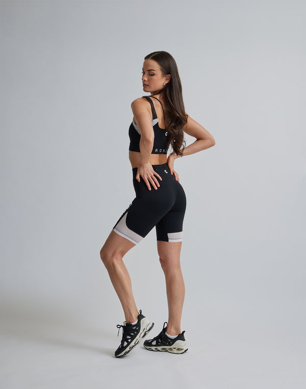 CRONOS WOMEN SPORTS MESH BRA【BLACK×WHITE】