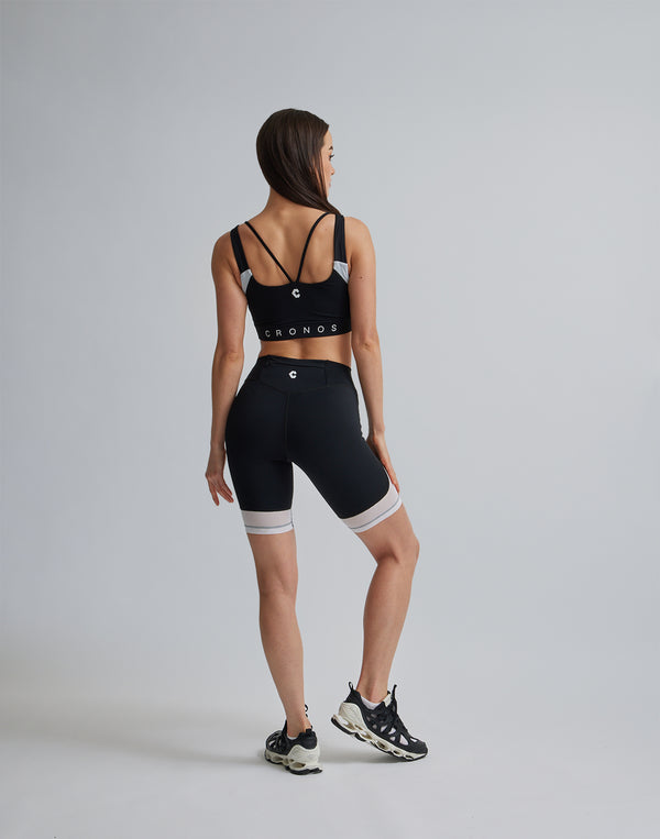 CRONOS WOMEN SPORTS MESH BRA【BLACK×WHITE】