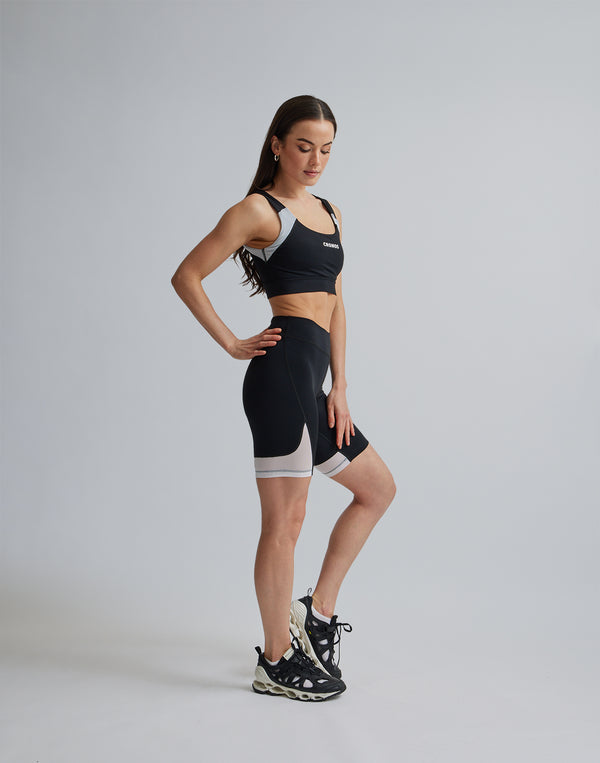 CRONOS WOMEN SPORTS MESH BRA【BLACK×WHITE】