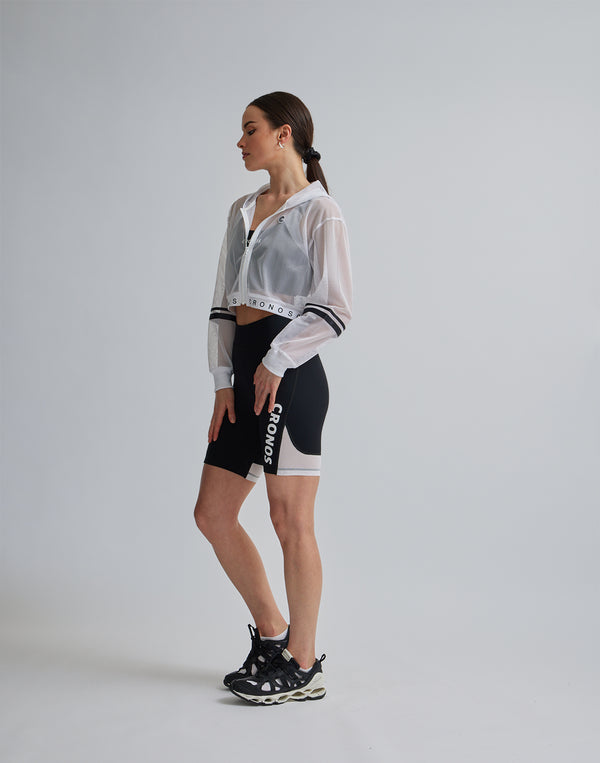 CRONOS WOMEN MESH ZIP HOODY [WHITE]