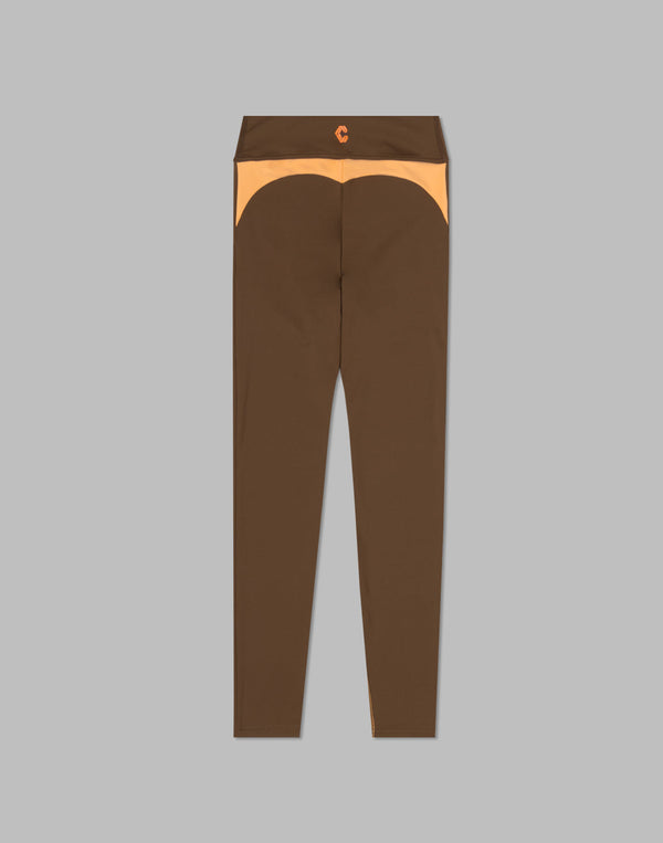 CRONOS WOMEN SWITCHED LOGO LEGGINGS【BROWN】