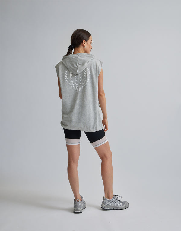 CRONOS WOMEN SLEEVELESS HOODIE【GRAY】