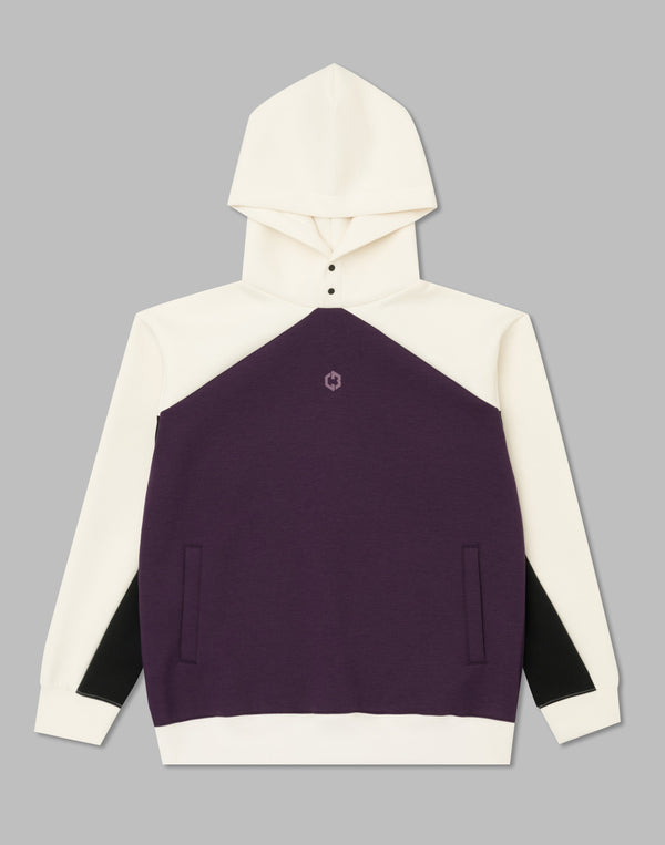 CRONOS BLACK COLOR-BLOCK DESIGN HOODIE【PURPLE】