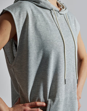 CRONOS WOMEN SLEEVELESS HOODIE【GRAY】