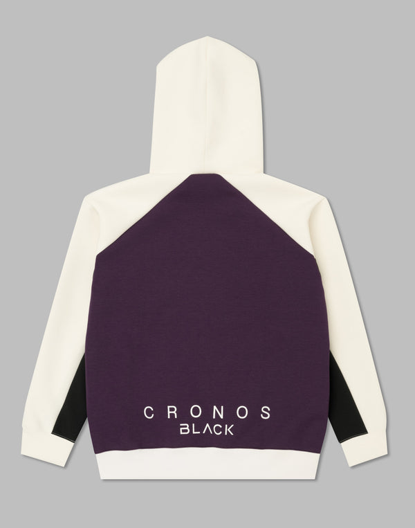 CRONOS BLACK COLOR-BLOCK DESIGN HOODIE【PURPLE】