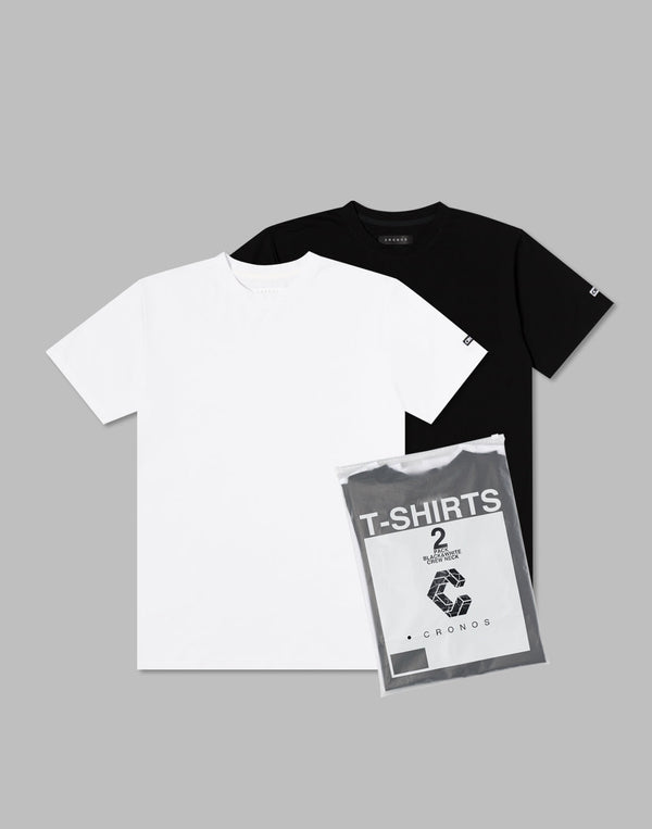 CRONOS 2PACK REGULAR CREW NECK T-SHIRT【BLACK×WHITE】