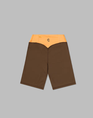 CRONOS WOMEN SWITCHED LOGO SHORT LEGGINGS【BROWN】