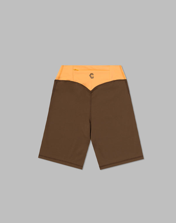 CRONOS WOMEN SWITCHED LOGO SHORT LEGGINGS【BROWN】