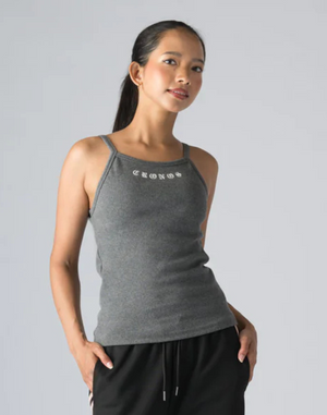 CRONOS WOMEN BLACK LETTER TANKTOP【GRAY】