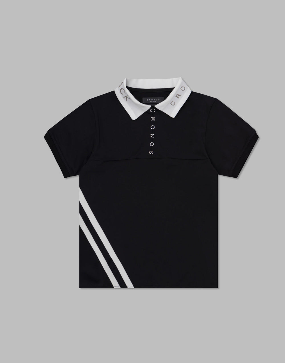 CRONOS BLACK ZIP BICOLOR POLO SHIRT [BLACK]