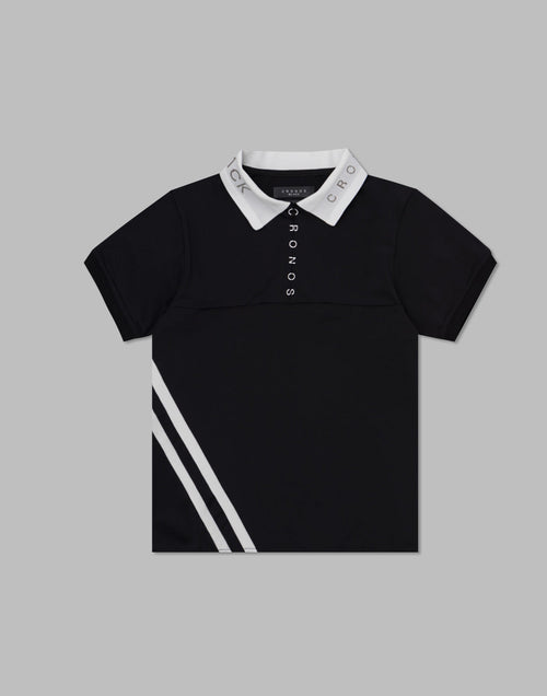 CRONOS BLACK ZIP BICOLOR POLO SHIRT【BLACK】