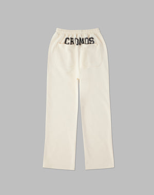 CRONOS WOMEN HIP LOGO FLARE PANTS【CREAM】