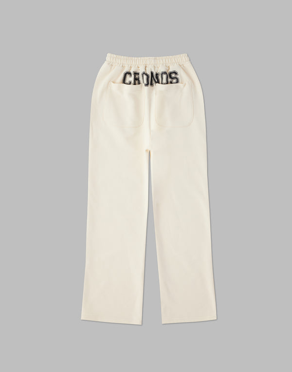 CRONOS WOMEN HIP LOGO FLARE PANTS【CREAM】