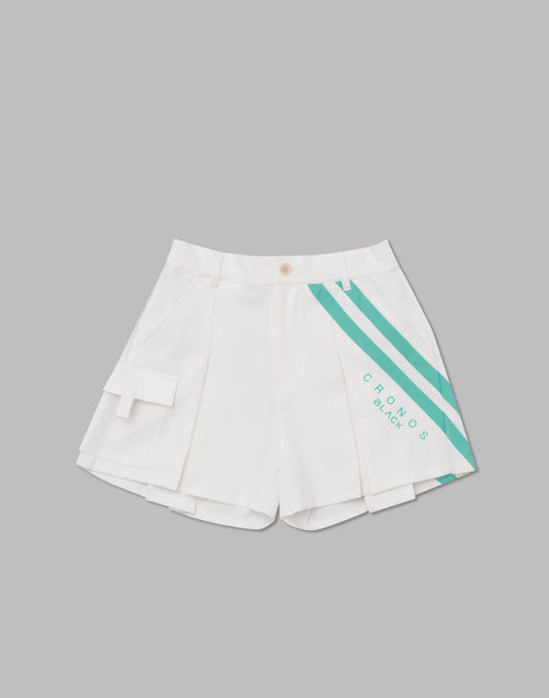 CRONOS BLACK STRIPED SHORTS【WHITE】