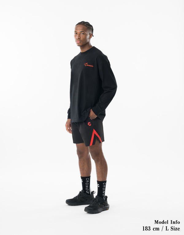 CRONOS SCRIPT SIDE L/S TEE 【BLACK×RED】