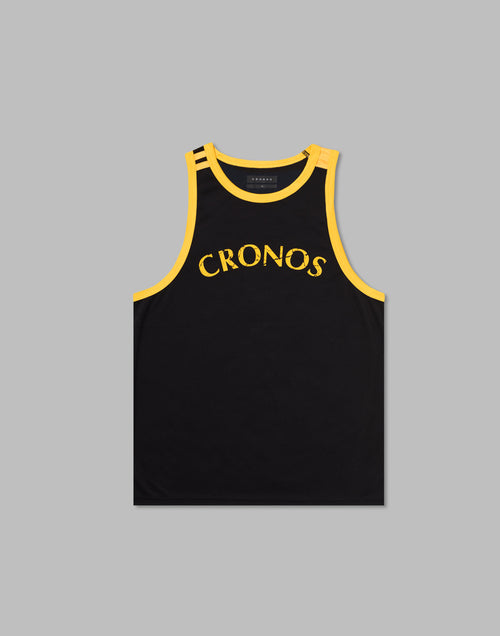 CRONOS 單面雙條紋背心 [黑×黃色]