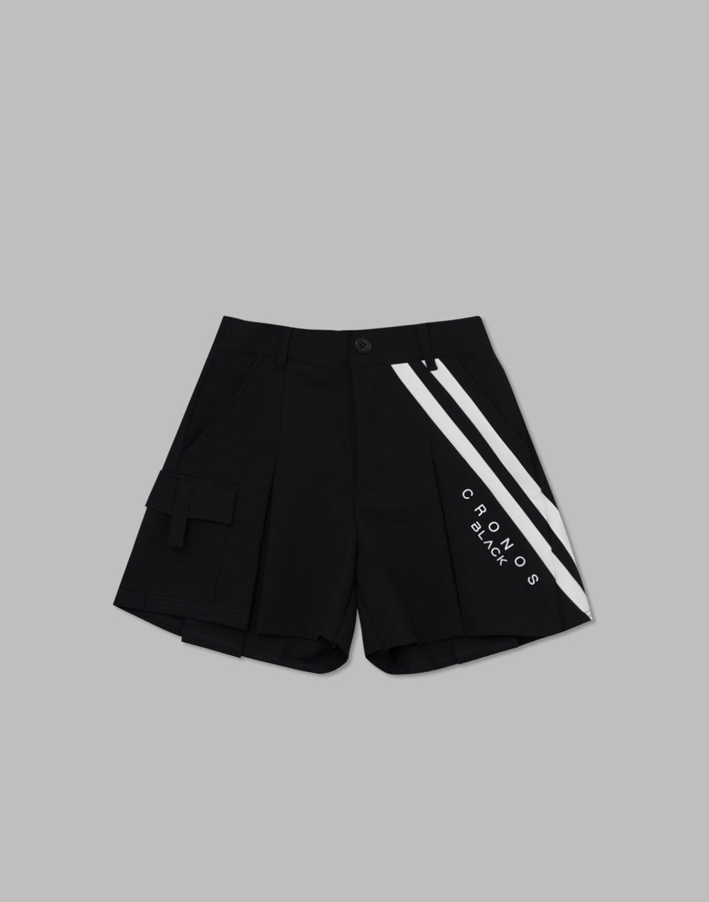 CRONOS BLACK STRIPED SHORTS [BLACK]