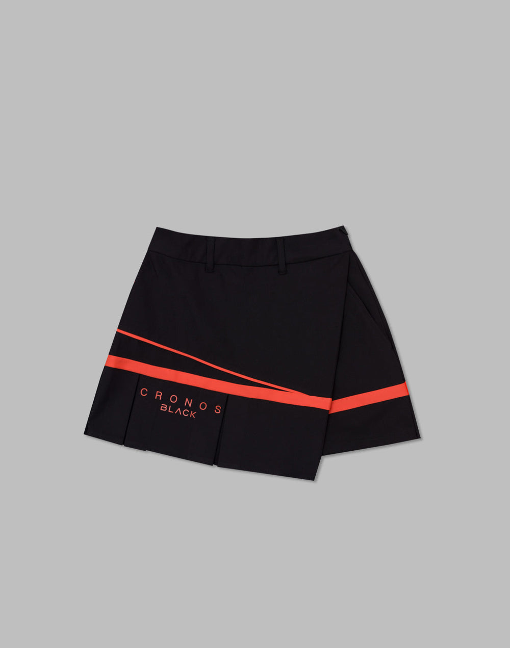 CRONOS BLACK WRAPSKIRTED SHORTS [BLACK×RED]