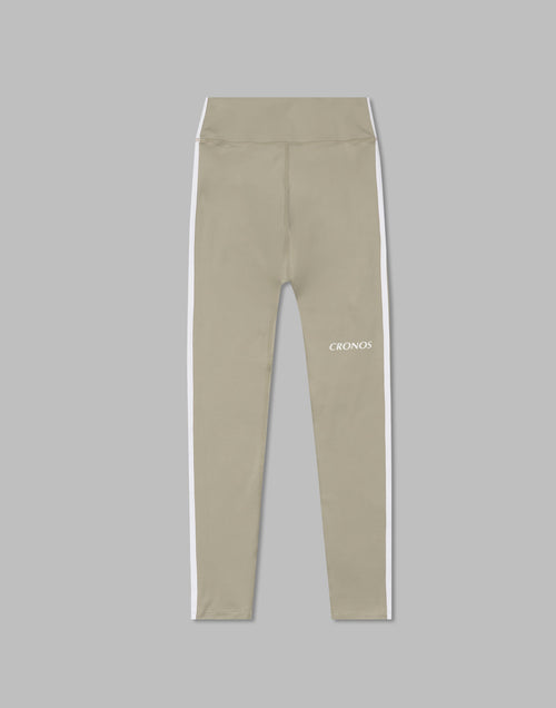CRONOS WOMEN DOUBLE STRIPES LEGGINGS【BEIGE】