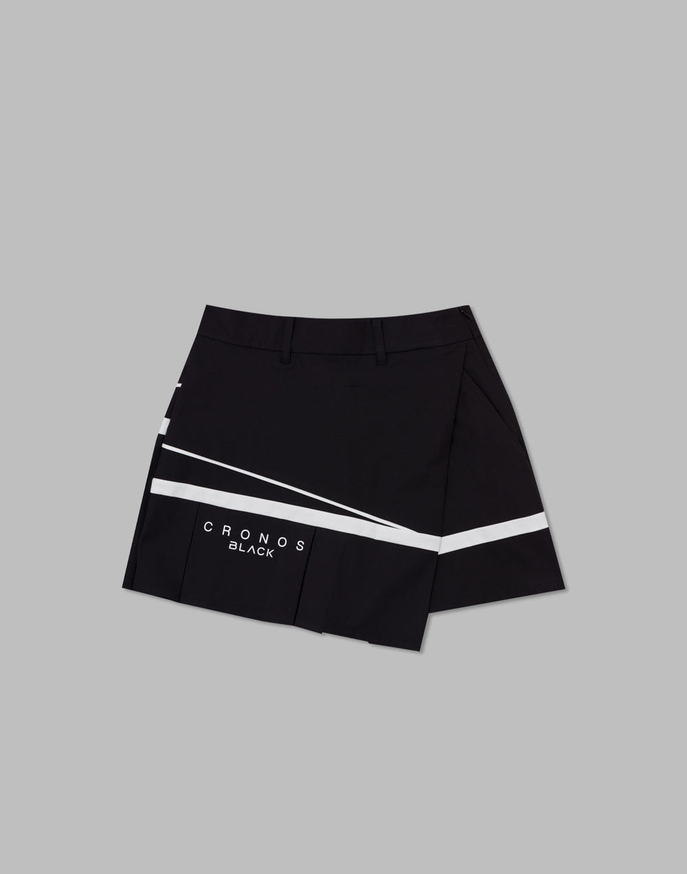 CRONOS BLACK WRAPSKIRTED SHORTS [BLACK×WHITE]
