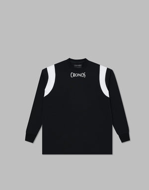 CRONOS 肩部線條長袖T卹 [黑色]