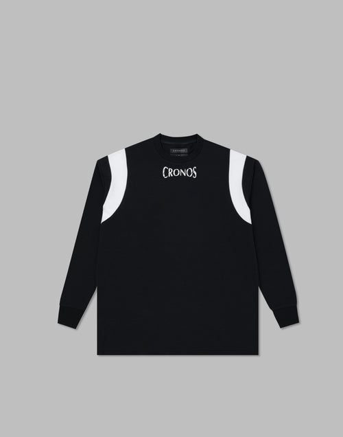 CRONOS 肩部線條長袖T卹 [黑色]