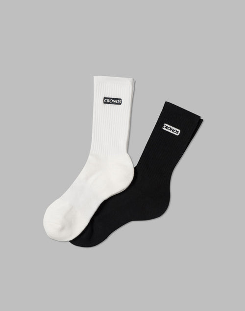 CRONOS 2PACK BOXLOGO SOCKS【WHITE×BLACK】