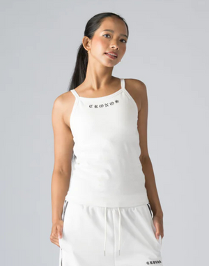 CRONOS WOMEN BLACK LETTER TANKTOP【WHITE】