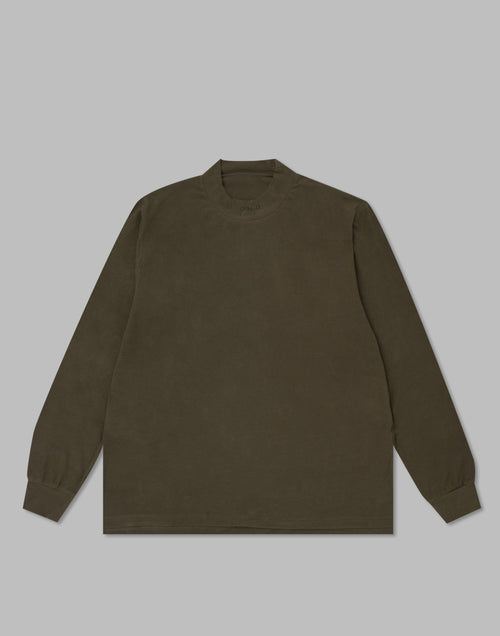 CRONOS BLACK MOCK NECK LONG SLEEVE T-SHIRT【KHAKI】