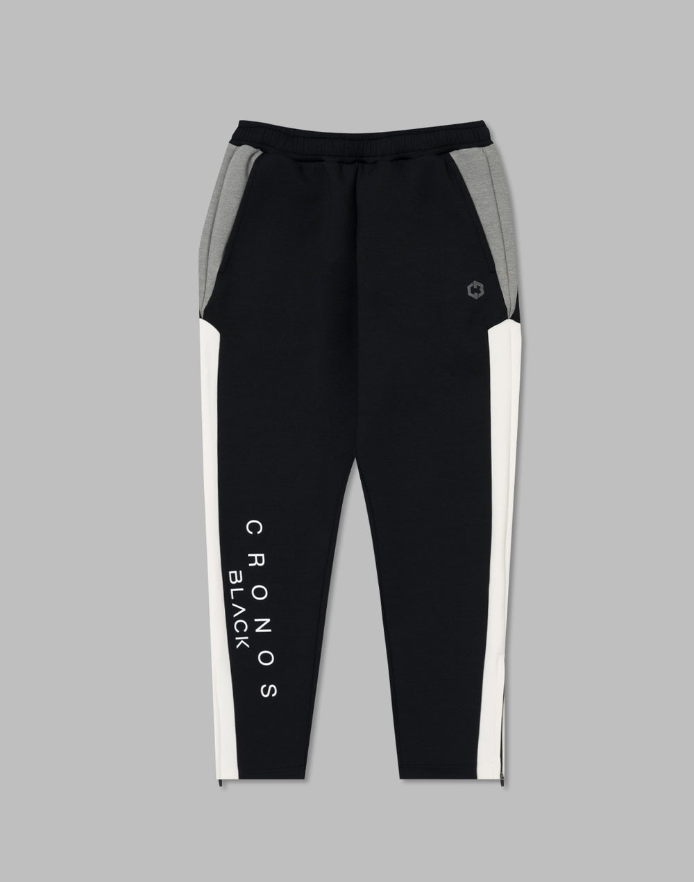 CRONOS BLACK COLOR-BLOCK DESIGN PANTS [BLACK]