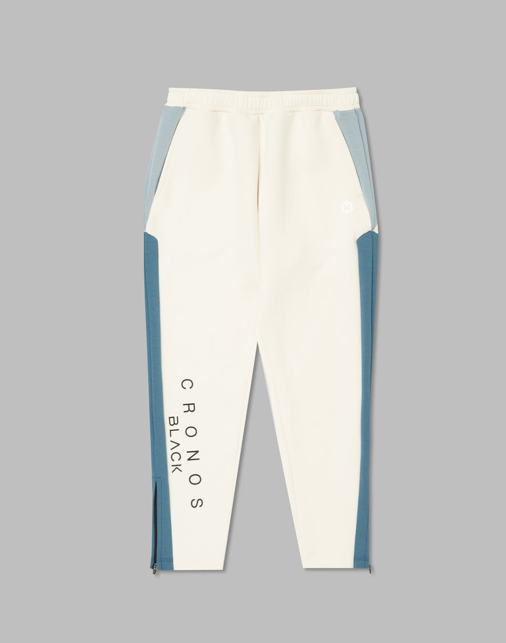 CRONOS BLACK COLOR-BLOCK DESIGN PANTS [WHITE]