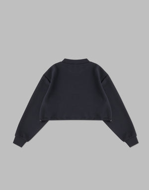 CRONOS WOMEN HIGH NECK SHORT SWEAT TOP [BLACK]