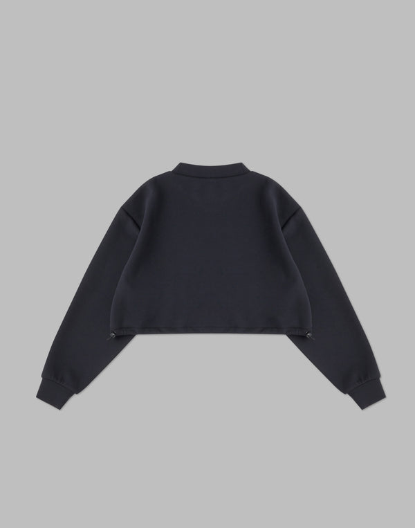 CRONOS WOMEN HIGH NECK SHORT SWEAT TOP [BLACK]