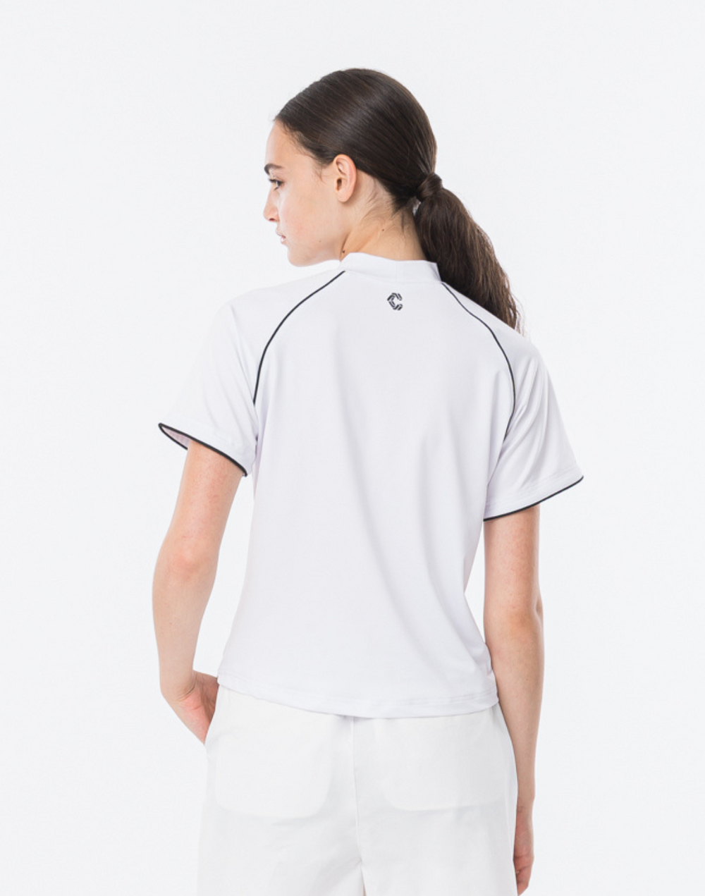 CRONOS BLACK WOMAN SMART LINE MOCK T-shirt [WHITE]