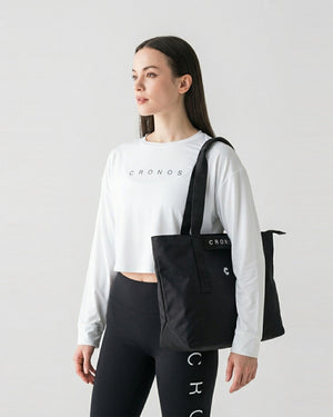 CRONOS 女士混合邊緣托特包 [黑色]