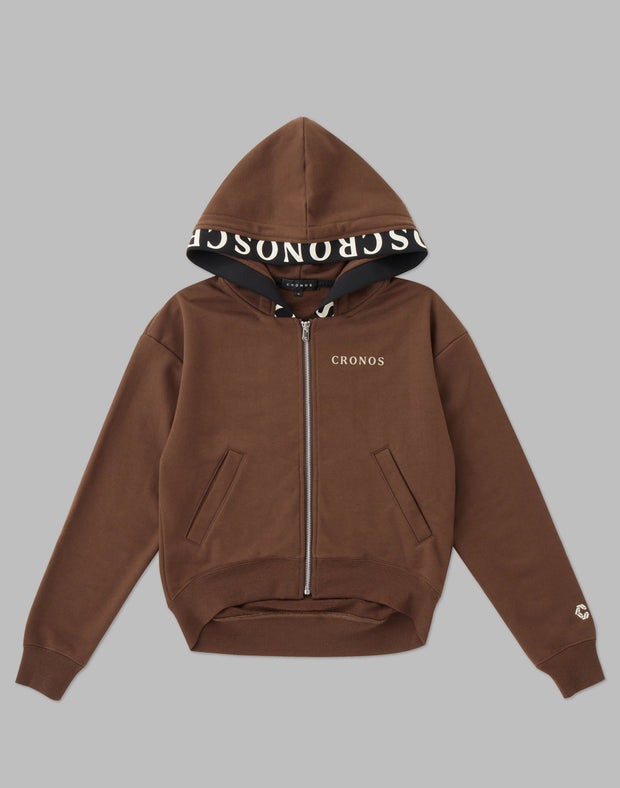 CRONOS WOMEN LAYERED HOODIE【BROWN】