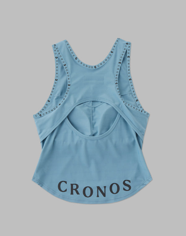 CRONOS WOMEN BACK OPEN TANK TOP【BLUE】