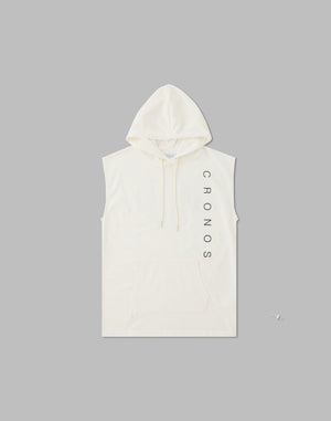 CRONOS WOMEN SLEEVELESS HOODIE【WHITE】