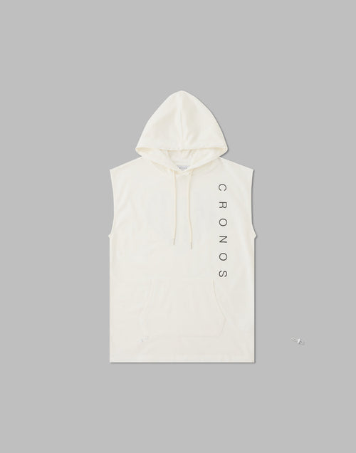 CRONOS WOMEN SLEEVELESS HOODIE【WHITE】