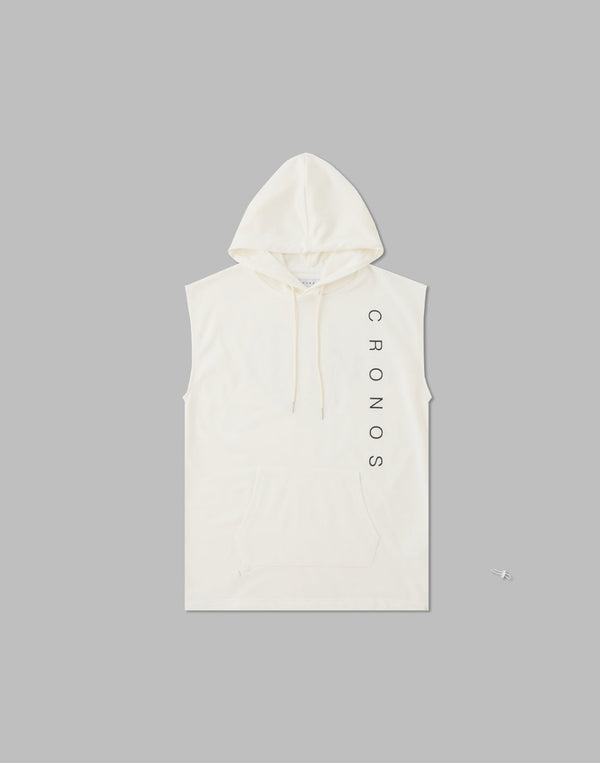 CRONOS WOMEN SLEEVELESS HOODIE【WHITE】
